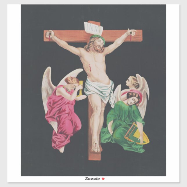 Pegatina Crucifixión medieval de Jesucristo (Hoja)