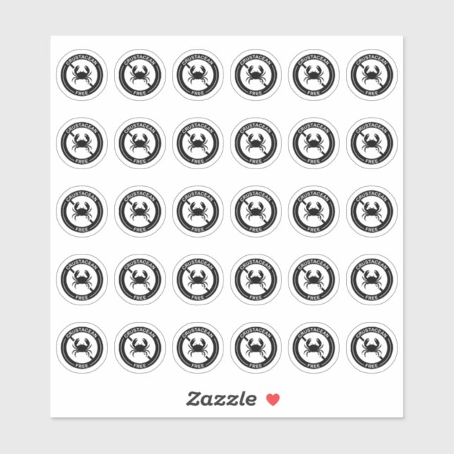 Pegatina Crustacean Free Wedding Place Card Food Allergy (Hoja)