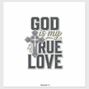 Pegatina Cruz Cristiana Dios Es Mi Verdadero Amor Vector
