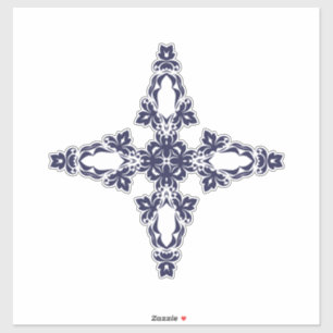 Pegatina Cruz Cristiana en Arte Azul Celeste