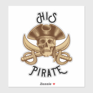 Pegatina Cruz de huesos pirata vintage & Espada de cráneo