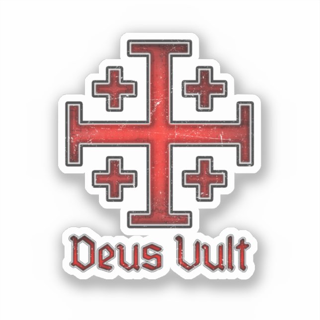Pegatina Cruz de los Caballeros Templarios de Jerusalén Cru (Anverso)