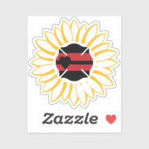 Cruz de Malta con línea roja y corazón en girasol