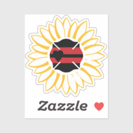 Pegatina Cruz de Malta con línea roja y corazón en girasol