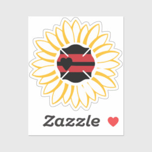 Pegatina Cruz de Malta con línea roja y corazón en girasol