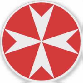 Pegatina Cruz de Malta v2 (blanco sobre rojo)