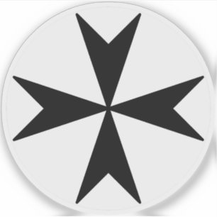Pegatina Cruz de Malta v2 (negro sobre blanco)