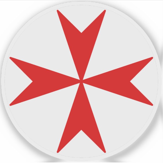 Pegatina Cruz de Malta v2 (rojo sobre blanco) (Anverso)