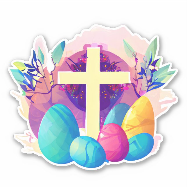 Pegatina Cruz de Pascua Cristiana (Anverso)