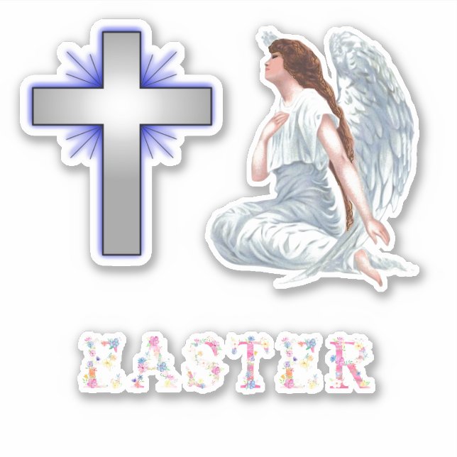 Pegatina Cruz De Pascua Y Ángel (Anverso)