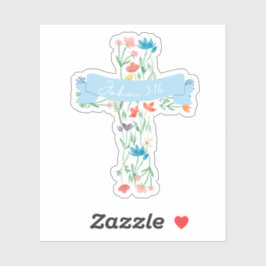 Pegatina Cruz Floral John 3:16