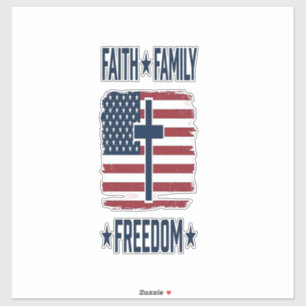 Pegatina Cruz Patriótica Libertad Familia Fe Vect Bandera d
