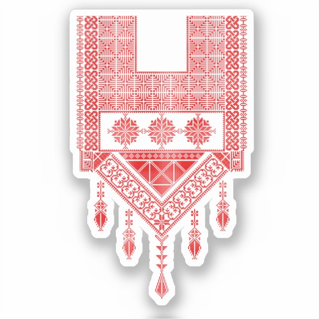 Pegatina Cruz Roja Tatreez Stitch Bordado Tradicional (Anverso)