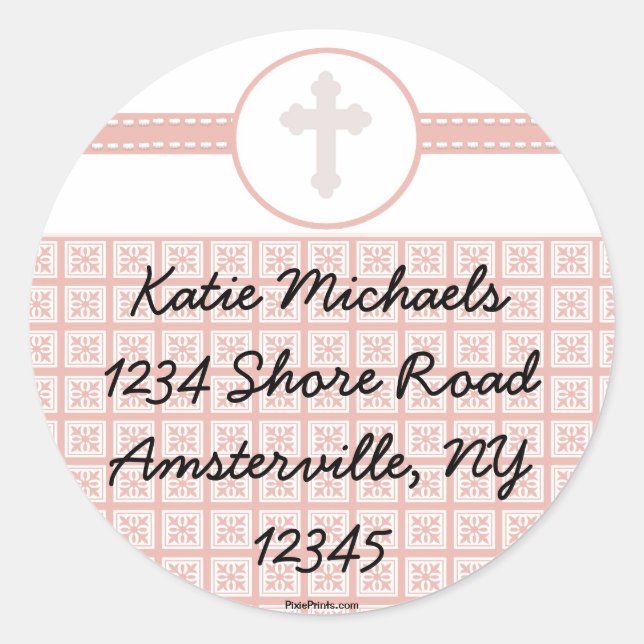 Pegatina cruzado de cuadrados rosados (Anverso)