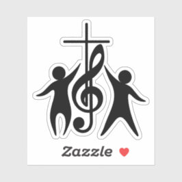 Pegatina Cruzar con notas musicales y elogios de la gente