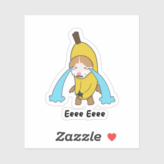 Pegatina Cry Banana Triste Crying Cat Meme Eee Eee Shirt (Hoja)