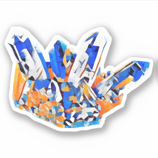 Pegatina Crystal Gems Rocks Blue Naranja Resumen arte (Anverso)