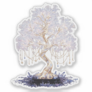 Pegatina Crystal vinyl sticker of a golden galaxy tree