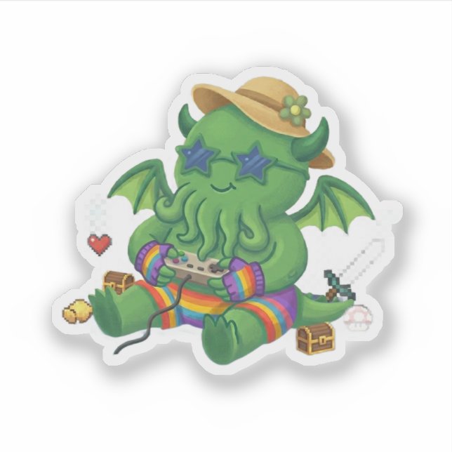 Pegatina Cthulhu Bebé Jugador (Anverso)