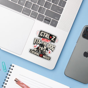 Pegatina CTRL + Z No Arreglará Que El Perro Mastique Mi Rat