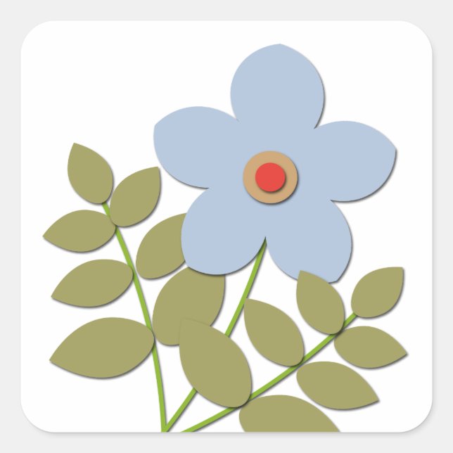 Pegatina Cuadrada С una flor azul simple (Anverso)