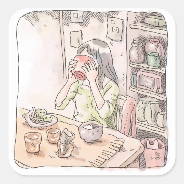 PEGATINA CUADRADA さむくごじ (Anverso)