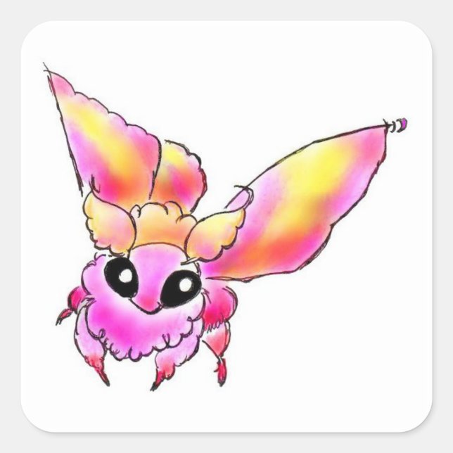 PEGATINA CUADRADA モモイロヤママユちゃん (Anverso)
