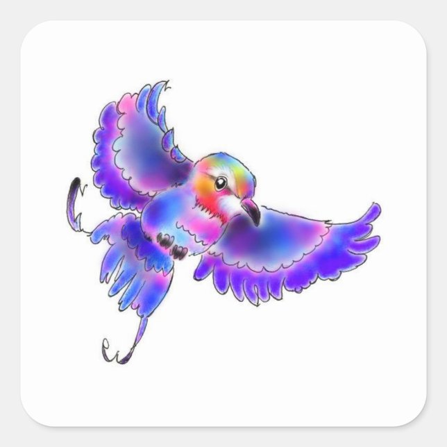 PEGATINA CUADRADA ライラックニシブッポウソウちゃん (Anverso)