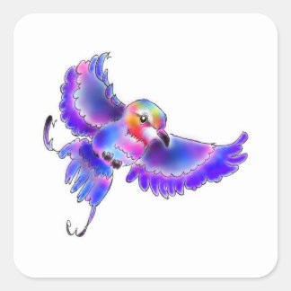 PEGATINA CUADRADA ライラックニシブッポウソウちゃん