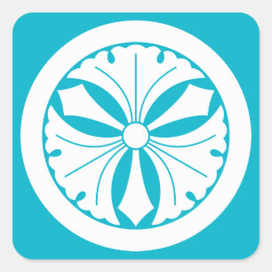 PEGATINA CUADRADA 丸に剣三つ銀杏