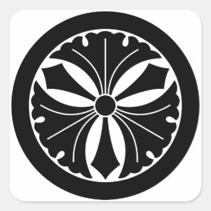 PEGATINA CUADRADA 丸に剣三つ銀杏