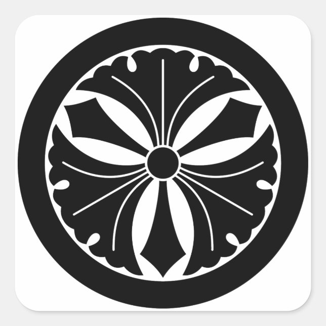 PEGATINA CUADRADA 丸に剣三つ銀杏 (Anverso)