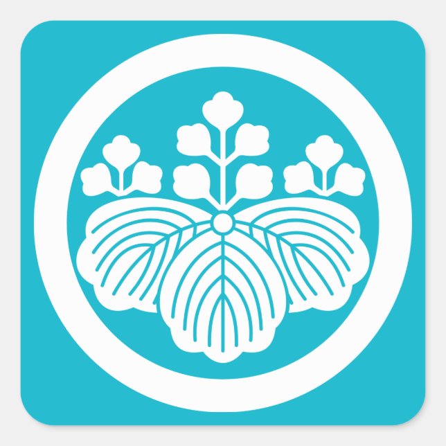 PEGATINA CUADRADA 丸 に 五 三 桐 (Anverso)