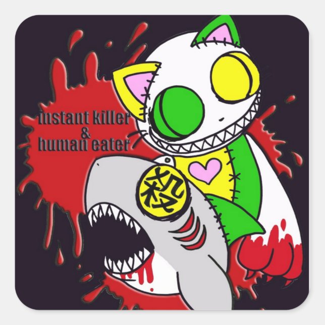 PEGATINA CUADRADA 人喰いと瞬殺シール (Anverso)