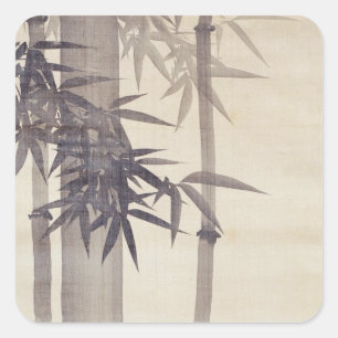Pegatina Cuadrada 竹, bambú del 其一, Kiitsu, arte de Japón