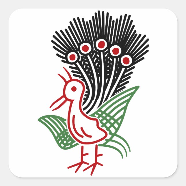 PEGATINA CUADRADA 麻雀牌 1索 イーソウロゴのみ-01 (Anverso)