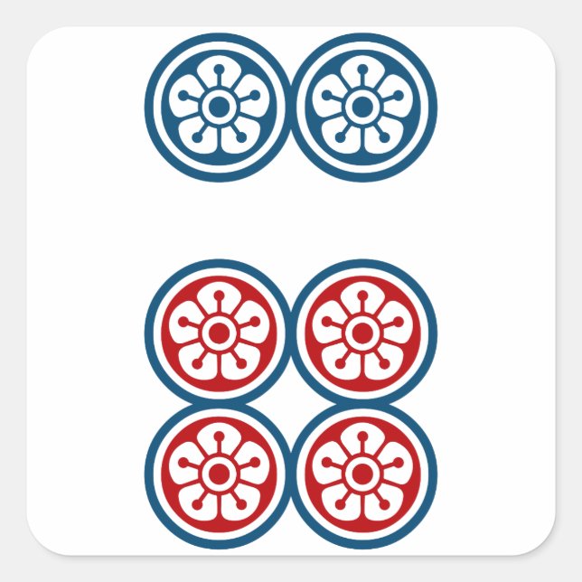 PEGATINA CUADRADA 麻雀牌 6筒 / SIX OF CIRCLES -MAHJONG TILE- (Anverso)
