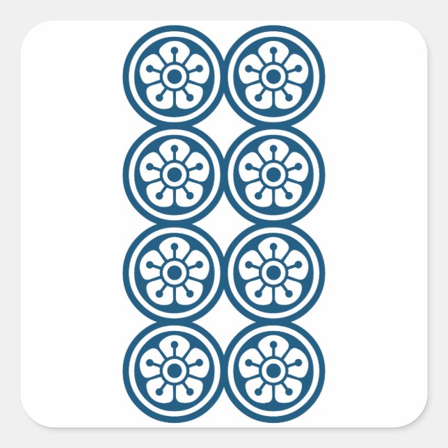PEGATINA CUADRADA 麻雀牌 8筒 / EIGHT OF CIRCLES -MAHJONG TILE- (Anverso)