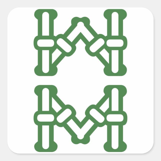 PEGATINA CUADRADA 麻雀牌 8索 / EIGHT OF BAMBOOS -MAHJONG TILE- (Anverso)