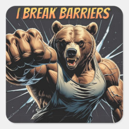 Pegatina Cuadrada 0so musculoso – Golpea tus límites cada mañana