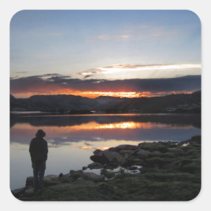 Pegatina Cuadrada 1000 Island Lake Sunrise - Ansel Adams Wilderness