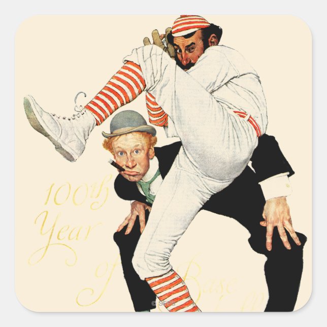 Pegatina Cuadrada 100° Aniversario del Béisbol (Anverso)