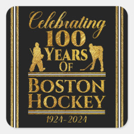 Pegatina Cuadrada 100 Años De Hockey De Boston