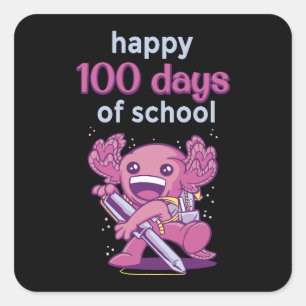 Pegatina Cuadrada 100 días de escuela
