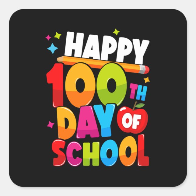 Pegatina Cuadrada 100 días de escuela 44 (Anverso)