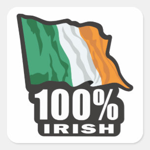 Pegatina Cuadrada 100% irlandés orgulloso de ser irlandés