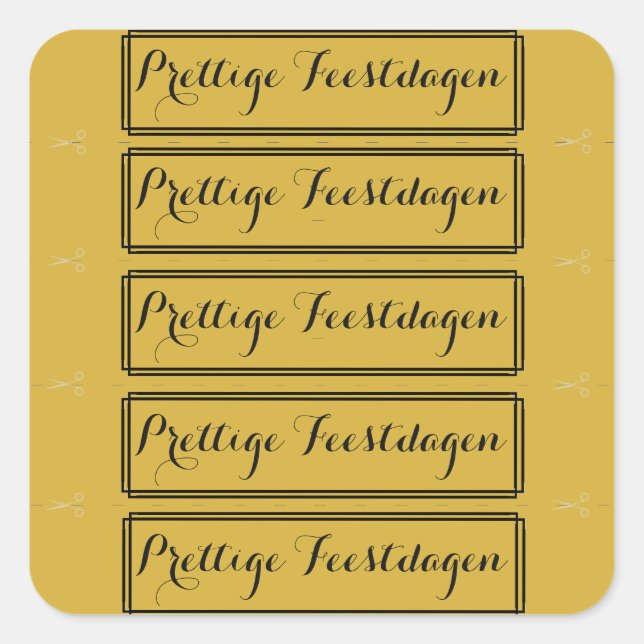 Pegatina Cuadrada 100 Kerst tekst stickers goud Prettige Feestdagen (Anverso)