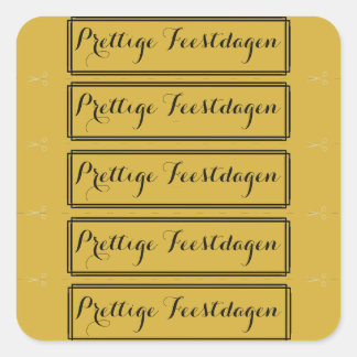 Pegatina Cuadrada 100 Kerst tekst stickers goud Prettige Feestdagen