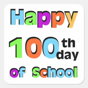 Pegatina Cuadrada 100o día feliz de escuela
