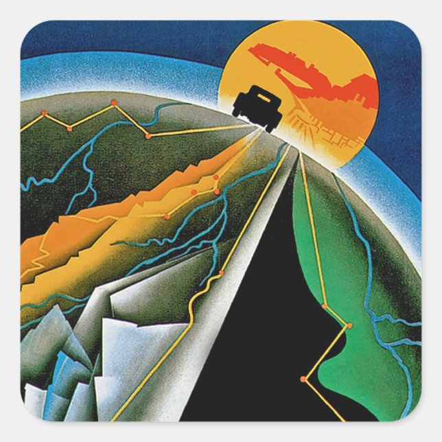 Pegatina Cuadrada 10.ª Manifestación Automovilística de Montecarlo (Anverso)